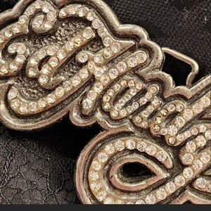 Ed Hardy Black and Silver Rhinestone Belt